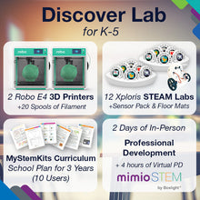 Load image into Gallery viewer, Discover STEAM Lab for Elementary: 3D Printers, Xploris Bundles, Curriculum, and PD