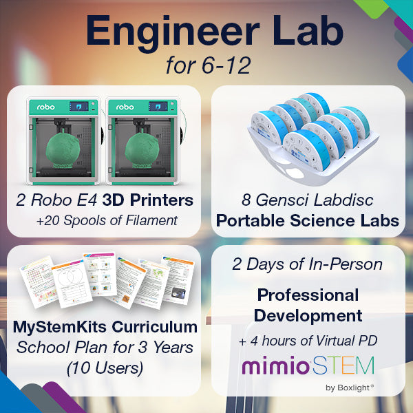 Engineer STEM Lab for Middle/High: 3D Printers, Labdisc Sensors, Curriculum, and PD