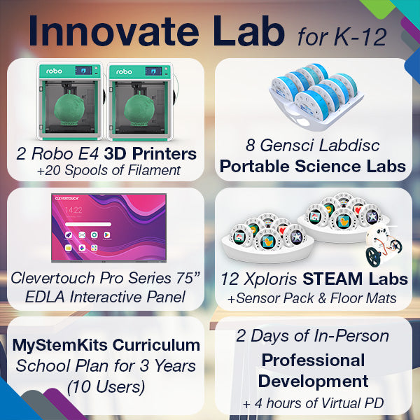 Innovate STEAM Lab for K-12: 3D Printers, Xploris & Labdisc Bundles, Curriculum, and PD