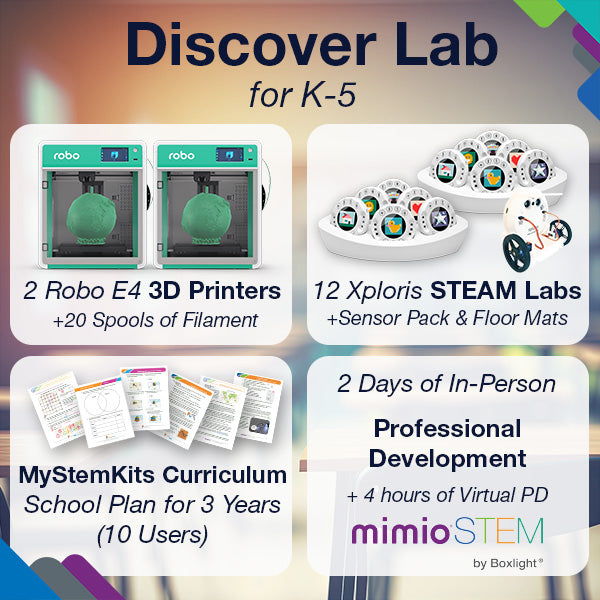 Discover STEAM Lab for Elementary: 3D Printers, Xploris Bundles, Curriculum, and PD