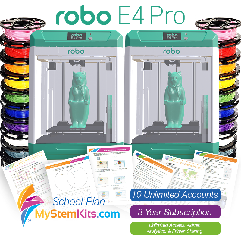 Robo E4 Pro and MyStemKits School Plan Bundle with Material