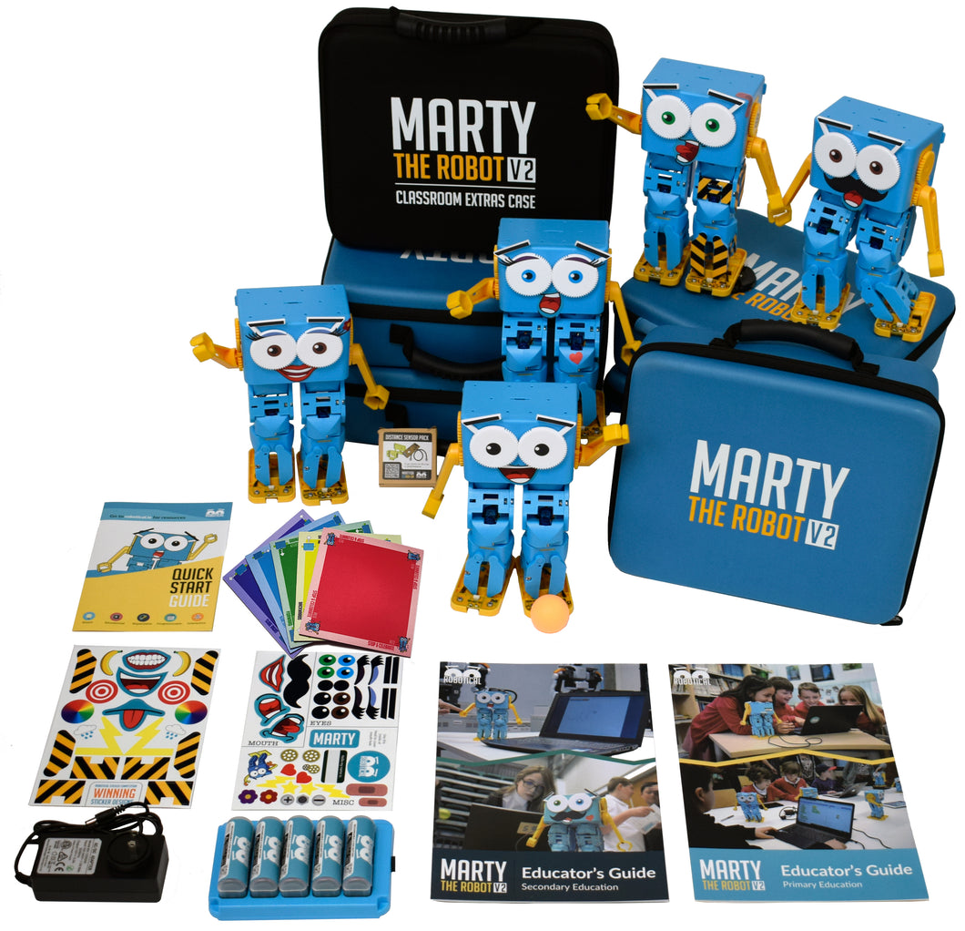 Class Pack of 5 Marty the Robot V2s + Classroom Extras